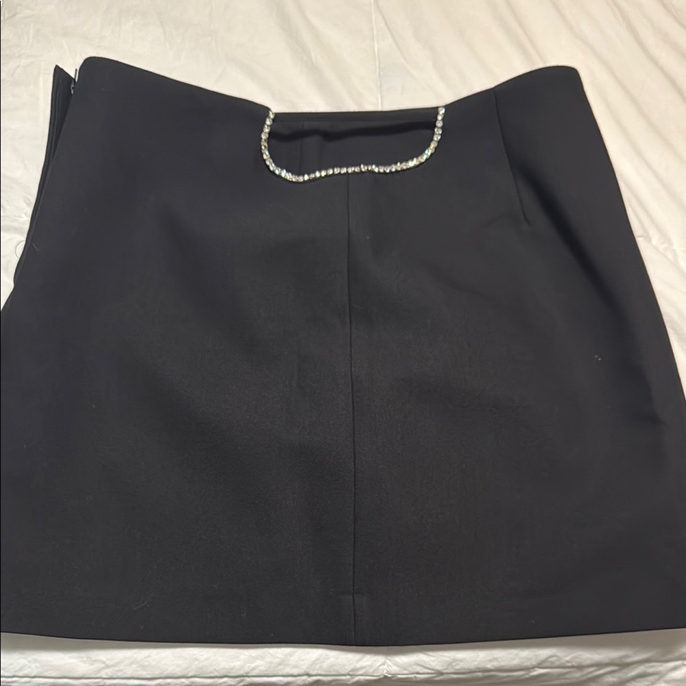 Elegant Black Skirt with Pearl Detail